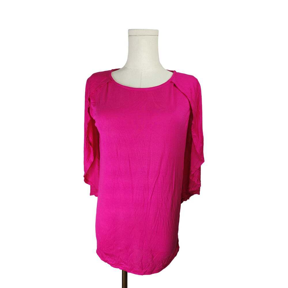 BiB! Women's Hot Pink Flutter Sleeve Top Size S NWOT